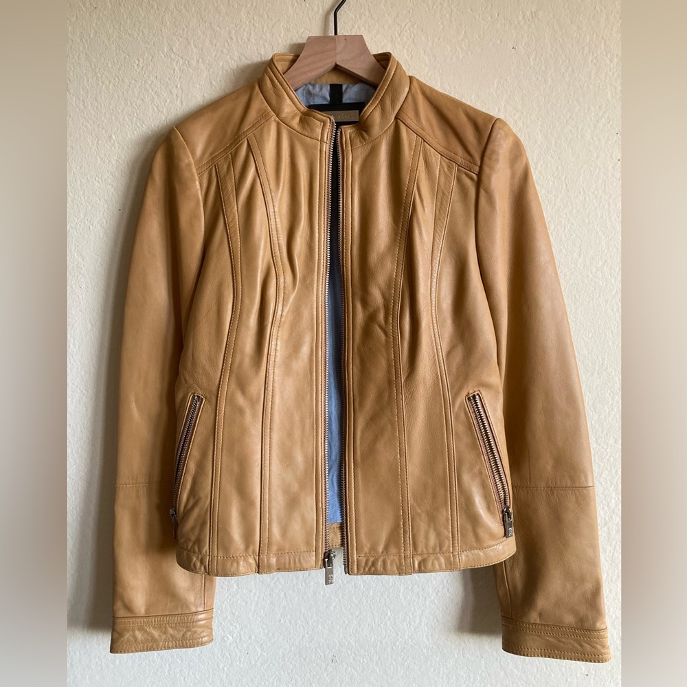 Black Rivet genuine leather Moto style jacket with zippers pockets